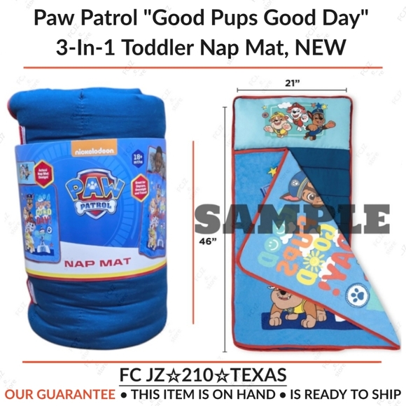Paw Patrol "Good Pups Good Day" 3-In-1 Toddler Nap Mat, NEW - Picture 1 of 7